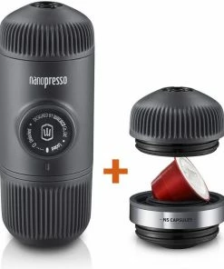 Wacaco Nanopresso Portable Espresso Maker + NS Adaptor + Bag, Grey