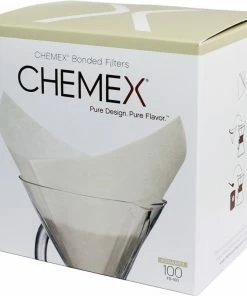 Chemex Pre-Folded Square Paper Filters For 6, 8 And 10 Cup Coffee Maker, 100 Pcs