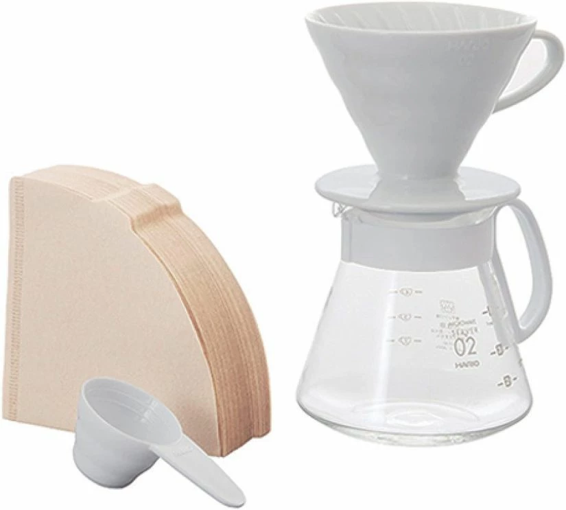 Coffee Drippers Hario V60-02 Ceramic Dripper Set, White