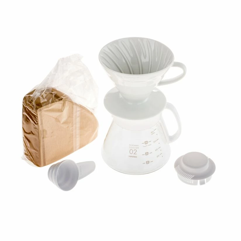 Coffee Drippers Hario V60-02 Ceramic Dripper Set, White - Image 2