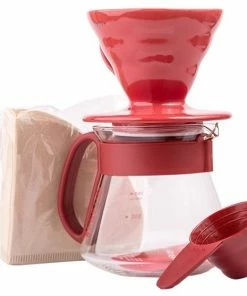 Coffee Drippers Hario Pour Over Kit V60-01 Ceramic 300 Ml, Red
