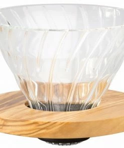 Coffee Drippers Hario Olive Wood V60 Glass Dripper Size 02