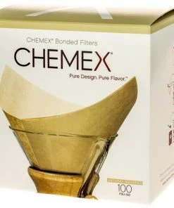 Chemex Pre-folded Squares Natural Paper Coffee Filters For 6, 8 And 10 Cup Coffeemaker, 100 Pcs