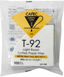 Filter Papers For Coffee CAFEC Light Roast T-92 Coffee Paper Filter 1 Cup, 100 Pcs