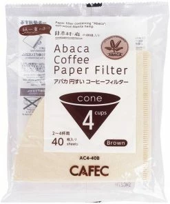 Filter Papers For Coffee CAFEC ABACA Cone-Shaped Filter Paper 4 Cup, Brown